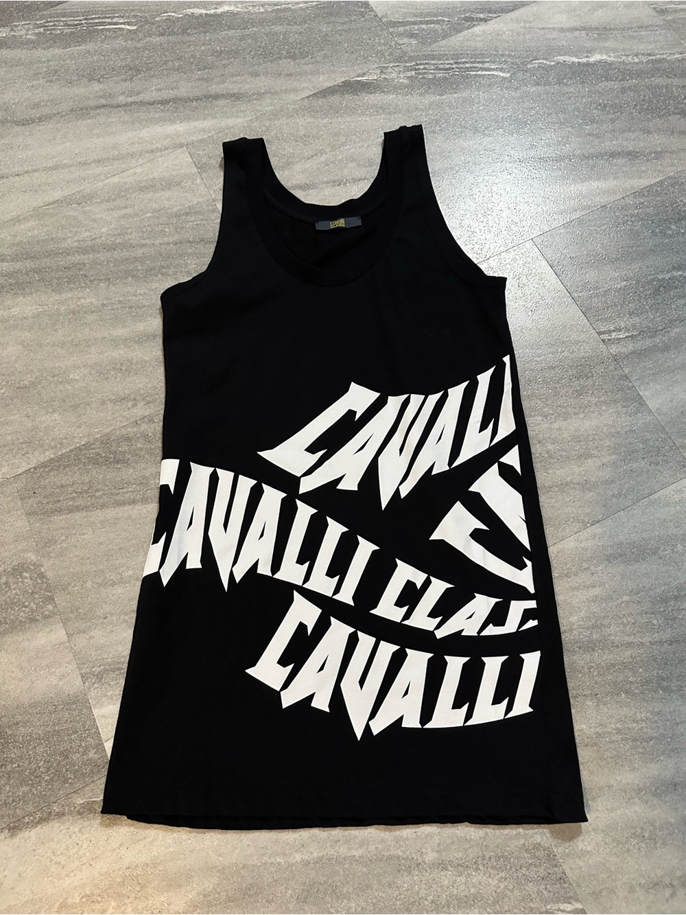 Cavalli Class black sleeveless jersey top M